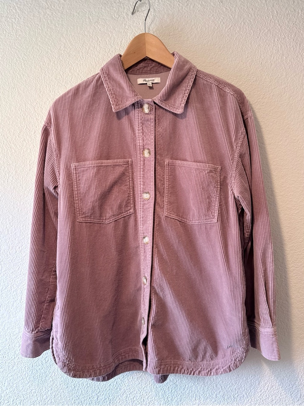 MADEWELL Dusty Mauve Corduroy Button-Front Shirt Jacket
